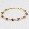 Beautiful Amethyst Brass Bracelet M - BZB998 18K Gold Plated Cut Round Shape 8x8mm Bezel Setting Brass Bracelet